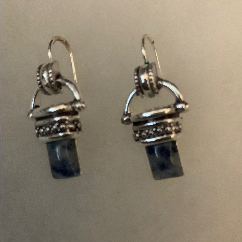 Elegant Silver and Blue Stone Earrings